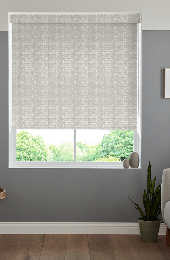 Room with natural colour geometric roller blind form illumin8 Edit Rollers Collection