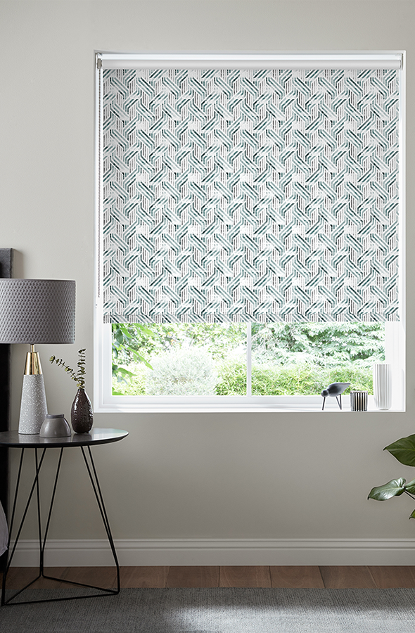 Room with geometric design roller blind form illumin8 Edit Rollers Collection