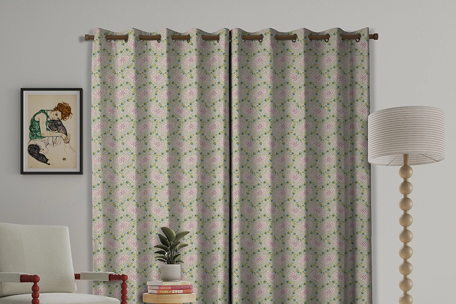 Room with colourful floral curtains from Land & Shore