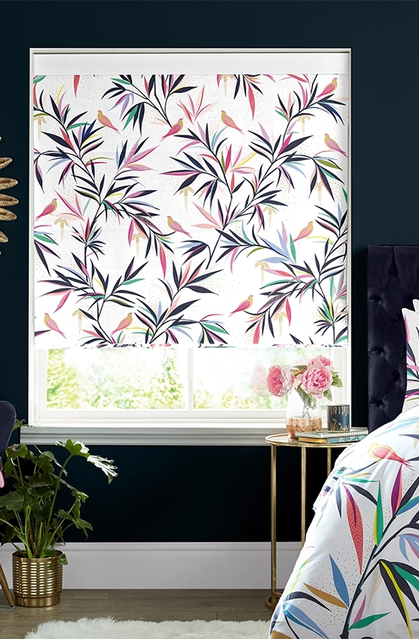 Room with bamboo design roller blind from Sara Miller