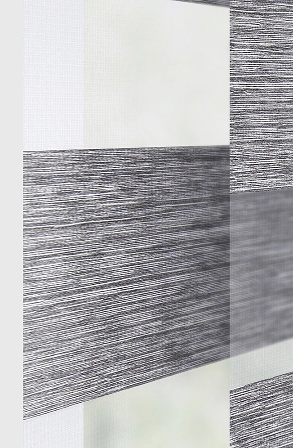 Close up image of silver day & night blind from illumin8 Edit Fifty50™ Collection